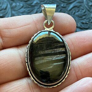 Flashy Striped Hypersthene Pendant Stone Crystal Jewelry